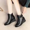 Women's Wedge Heel Fleece-Lined Short Boots for Autumn and Winter - Versatile and Warm for Seniors