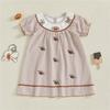 Baby Girl Dress for Summer Toddler Kids Short Sleeve Loose Fit Embroidered Plaid Dress Girl Dress for Child