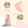 Baby Bandana Bibs 5-Pack, 100% Cotton Muslin Drool Bibs, Teething & Feeding Bibs for Infants, Pink & White