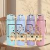 1PC Bath Tub Frog Cartoon 750ml Color Plastic Sports Water Bottle Leakproof Flip Straw Lid Suitable for Sports Office Home Use