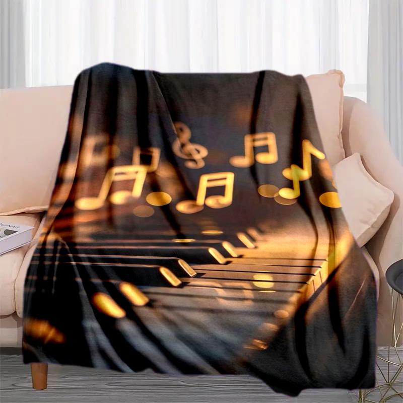 

1PC Piano keys music printed blanket, all season lightweight home office outdoor nap multifunctional blanket A15 80cm x 120cm