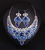 Elegant Full Diamond Clavicle Necklace & Earring Set for Evening Dress & Bridal Wear
