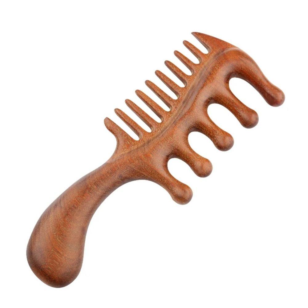 Wide Thick Scalp Massage Comb 2 in 1 Head Meridian Hair Comb Natural Sandalwood Hairbrush  Gua Sha