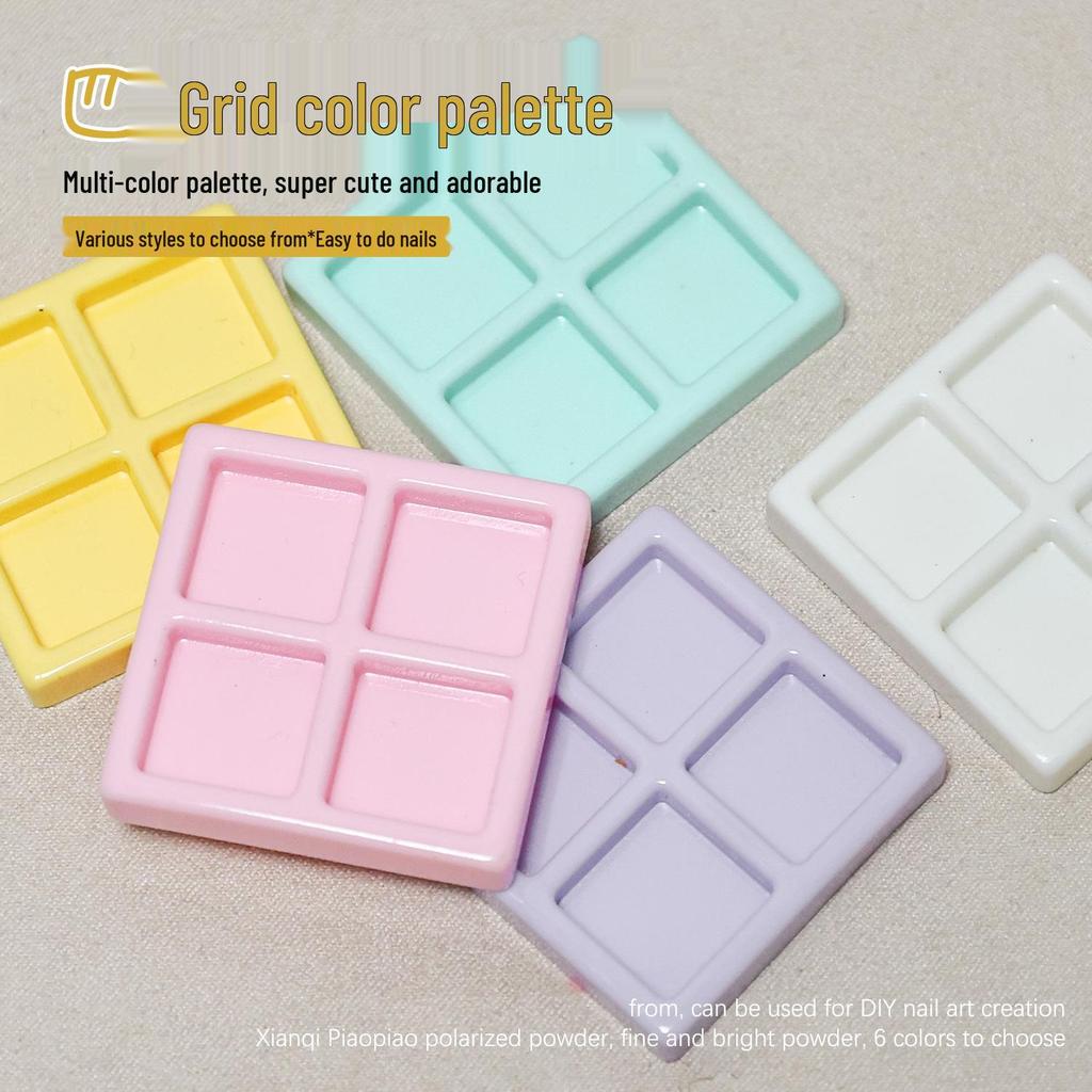 Multi-Functional Nail Art Palette: Four-Grid Polish & Gel Mixer with Brush