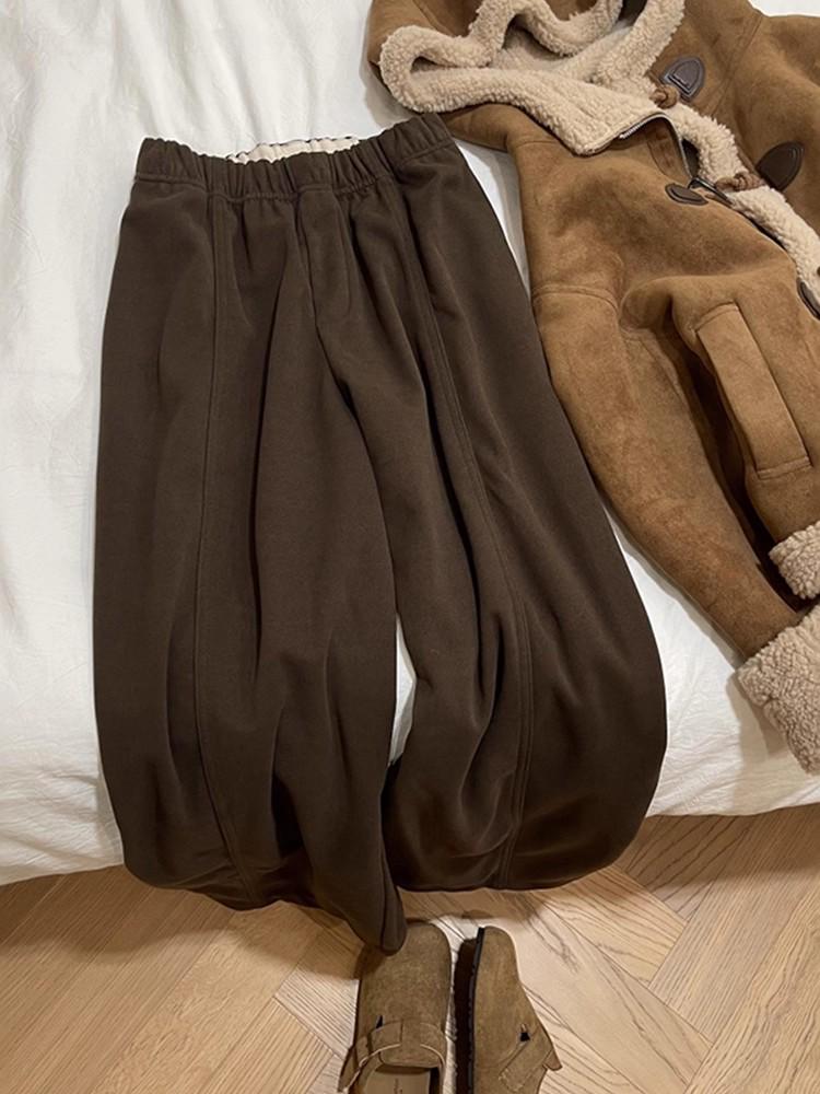 Women's Autumn High Street Wide-Leg Sweatpants - Trendy Loose Floor-Length Design