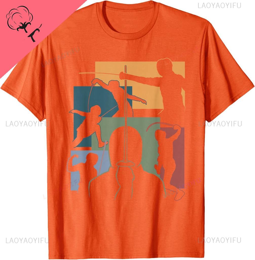 Funny Fencing Cool Fencer Swordfighter Swordfighting Outfit Tshirt Unisex Summer Streetwear Tops Cotton Printed Tshirt