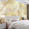 3D handgemalte goldene Tapete tropische Pflanzen Wandbild Schlafzimmer schöne Landschaft großes Wandbild Sofa Wohnzimmer TV Hintergrund Wandmalerei