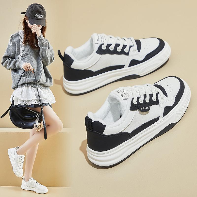 Damen Winter Warme Plateau-Sneaker Lässig Komfort Rutschfest Schnürschuhe Wanderschuhe mit Kunstfellfutter Leichte Tennis-Sneaker Schuhe für Damen