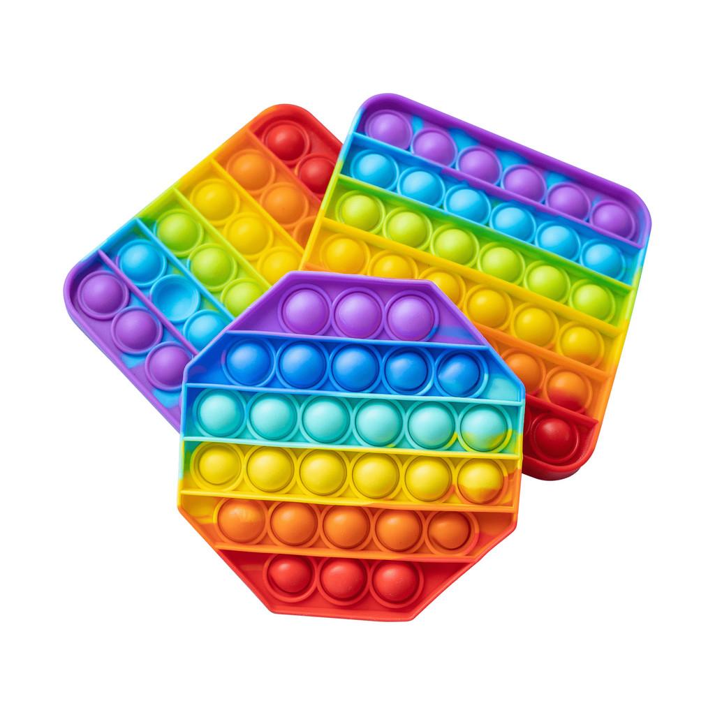 Innovatives 12cm Regenbogen Silikon Sensorisches Blasen Spielzeug Für Kinder Mit Bunten Formen