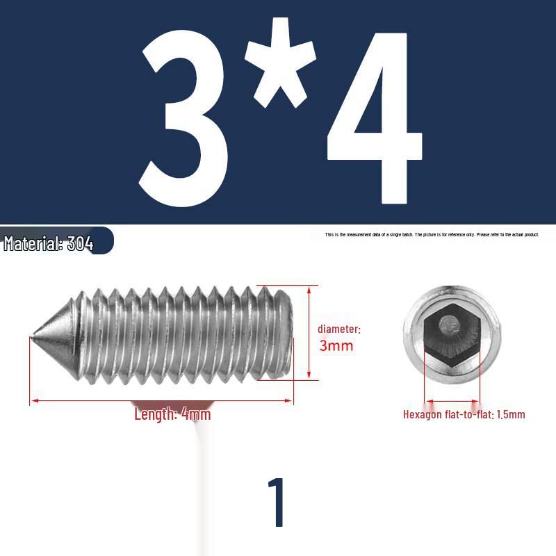 12.9 Edelstahl 304 Innensechskant Kegelspitze Gewindestift M2/M3