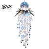 Santa Claus Snowman Decor Crystal Waterfall Christmas Lights, LED Warm White Pendant Festive Yard Decoration Light with Snowflake Droplets,