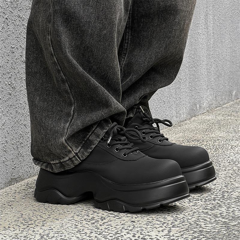 New platform heightening derby shoes men's Paris retro big head shoes British commuter leather shoes dad shoes 24307-J