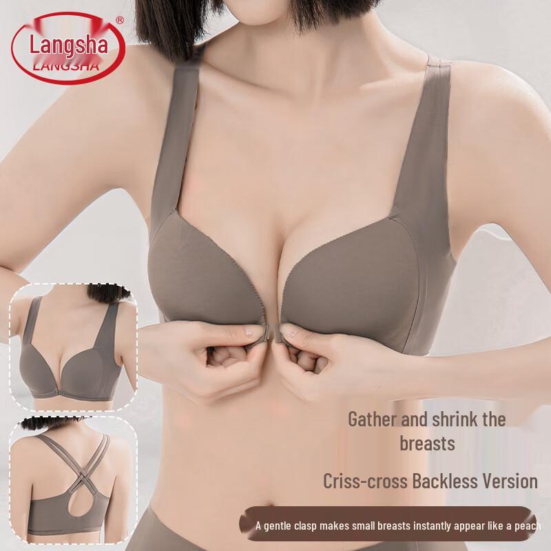 Langsheng Women s Front-Buckle Wireless Push-Up Bra 32/70