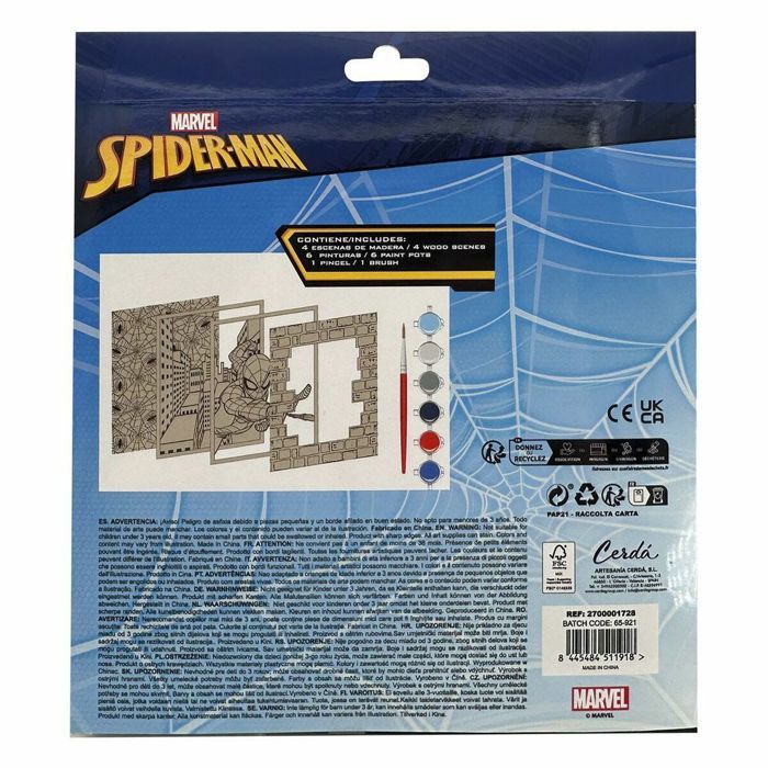 Ensemble pour activités manuelles - SPIDER-MAN - Multicouleur - Inclus pinceau et peintures - 21x21x2 cm