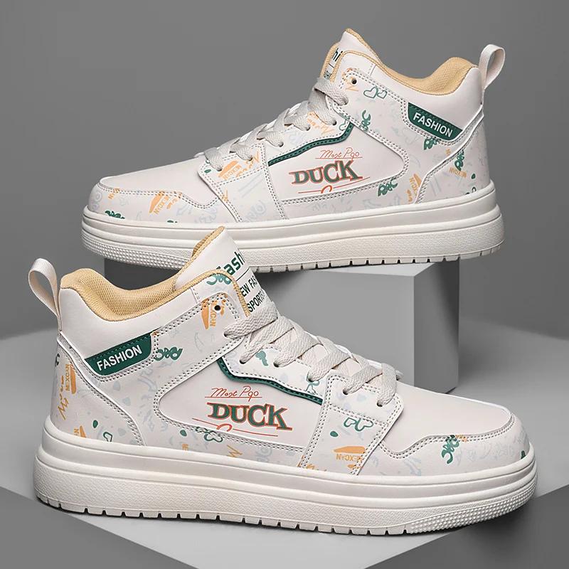 Nuove Scarpe Sportive High Top da Uomo e da Donna Taglie Forti 31-44, Scarpe da Skate Sportive in Pelle Trendy ed Esplosive Resistenti all'Usura