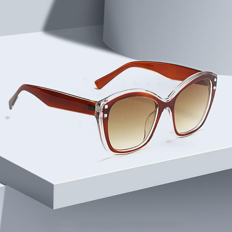 Large Frame Cat Eye Sunglasses with Transparent Black Border Fashionable Frame Shape Personalized Design Trendy Women Glasses