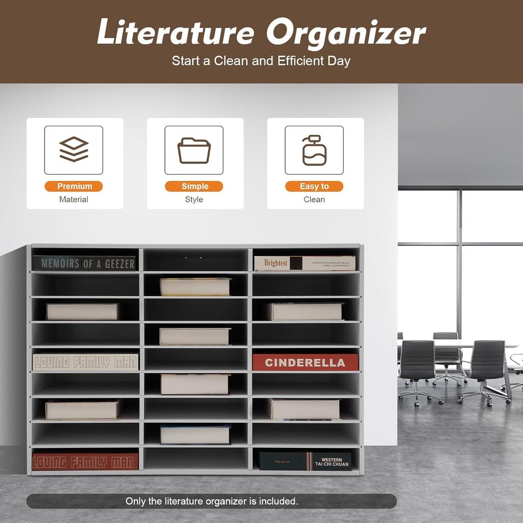 27-Slots Literature Organizer Adjustable Thickened PVC Mail Sorter Organizer, Open Design Versatile Classroom Mailbox Paper Organizer with Removable