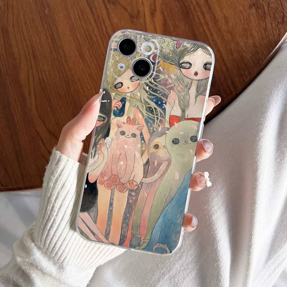 Aya Takano paintings Phone Case For iPhone 17 15 14 13 11 12 16 Pro Max Plus Mini Transparent Silicone Soft Funda