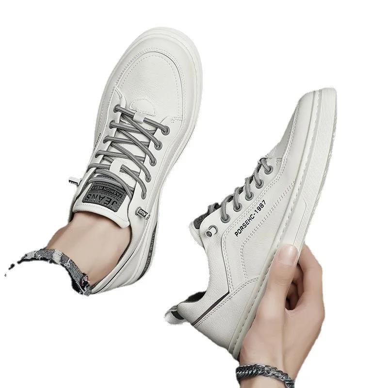 Móda Pánské kožené ležérní tenisky Vodotěsné vulkanizované boty Pohodlné jarní tenisky Pánské ležérní boty Plus size 39-44