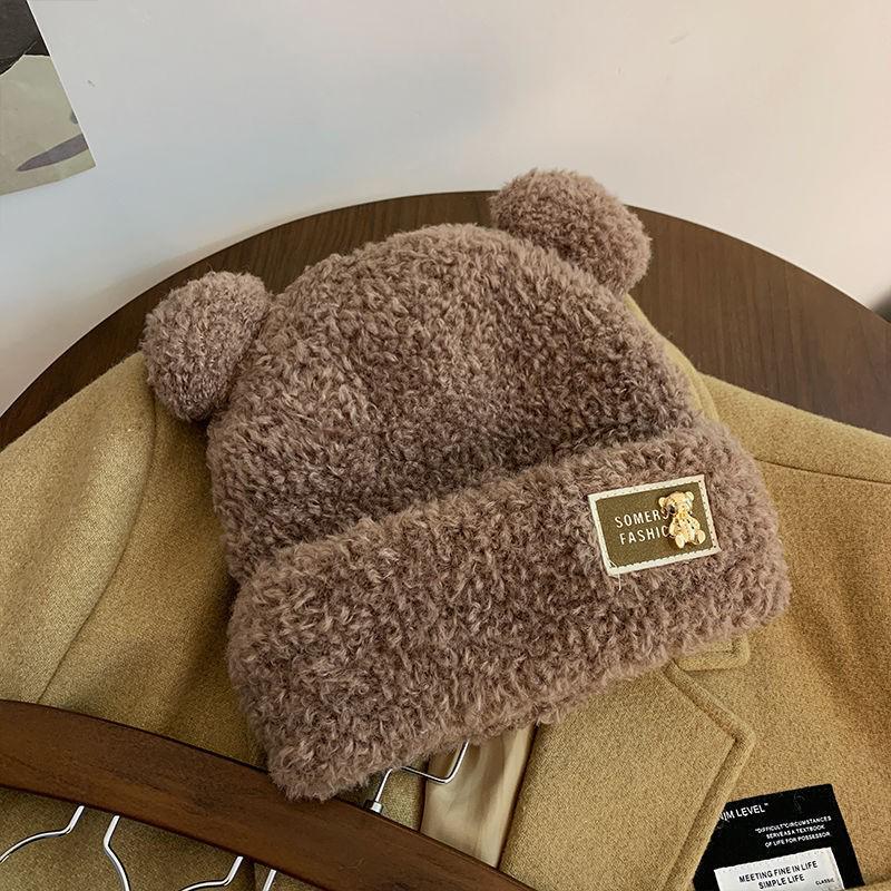 Winter Striped Hat Womens Knitted With Ear Protection And Plush Lining For Enhanced Warmth