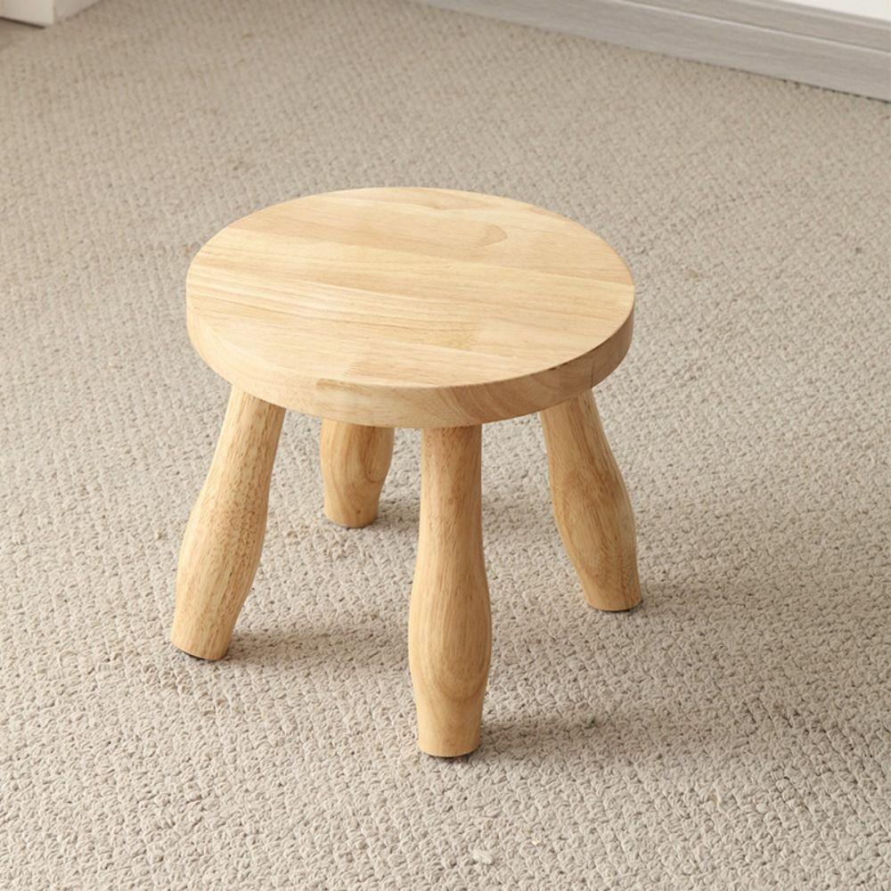 Solid Wood Mushroom Stool Low Small Bench Home Decor Side Seat Bedroom
