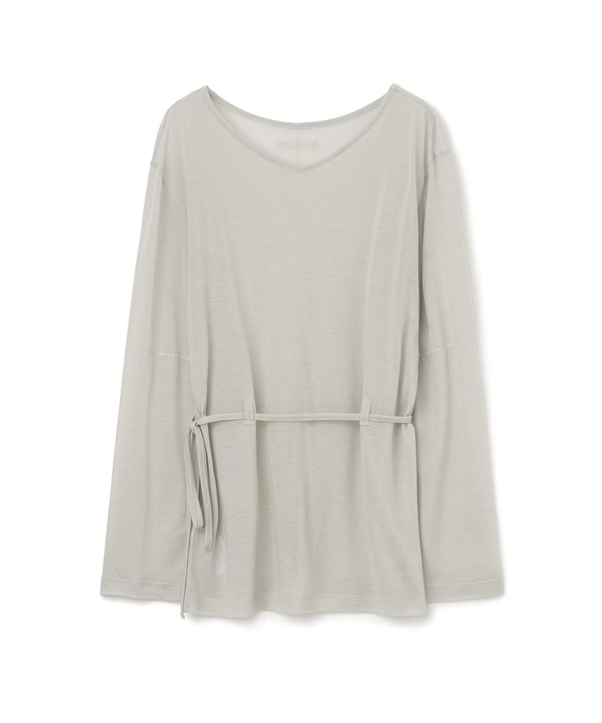 MILLO WOMEN Sheer Tencel Strap T-Shirt [Light Grey]