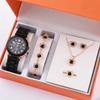 5Pcsset Steel Belt Women'S Watch Fake Three-Eye Women'S Casual Quartz Watch Jewelry Gift Box