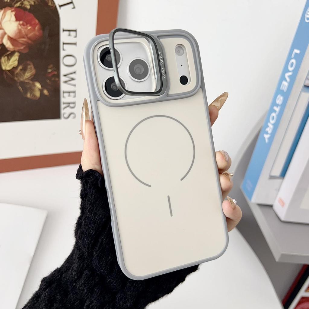 Imitation Phone Case for iPhone 17 Pro Max: Skin-Feel Magnetic Cover with Apple 16 Glass Lens Holder