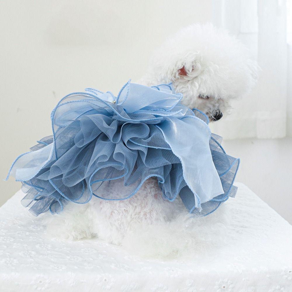 Soft Cat Dog Wedding Dress Fluffy Puppy Fairy Skirt for Small and Medium Sized Dogs