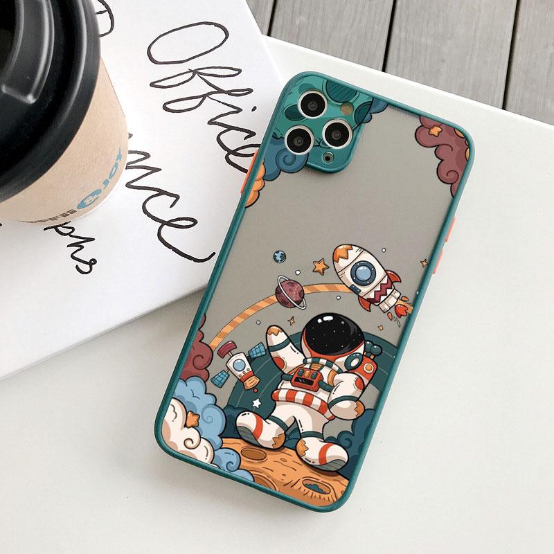Cartoon Outer Space Astronaut Planet Phone Cases For iPhone 16 11 12 14 13 Pro Max 15 Plus 7 8 Plus SE2 X XR XS Shockproof Cover