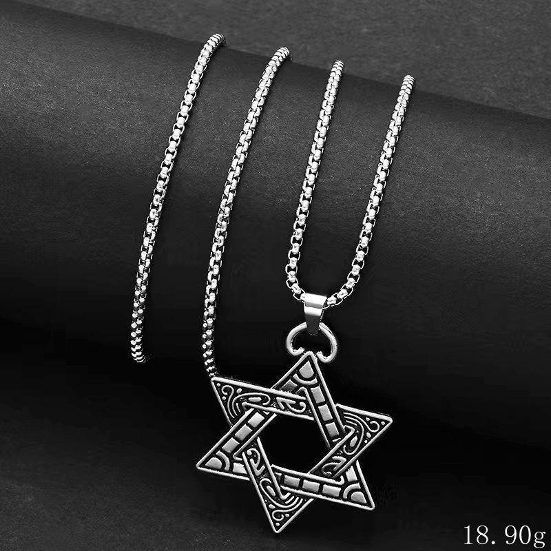 

Мужское ретро хип-хоп ожерелье из нержавеющей стали и титана со звездой
