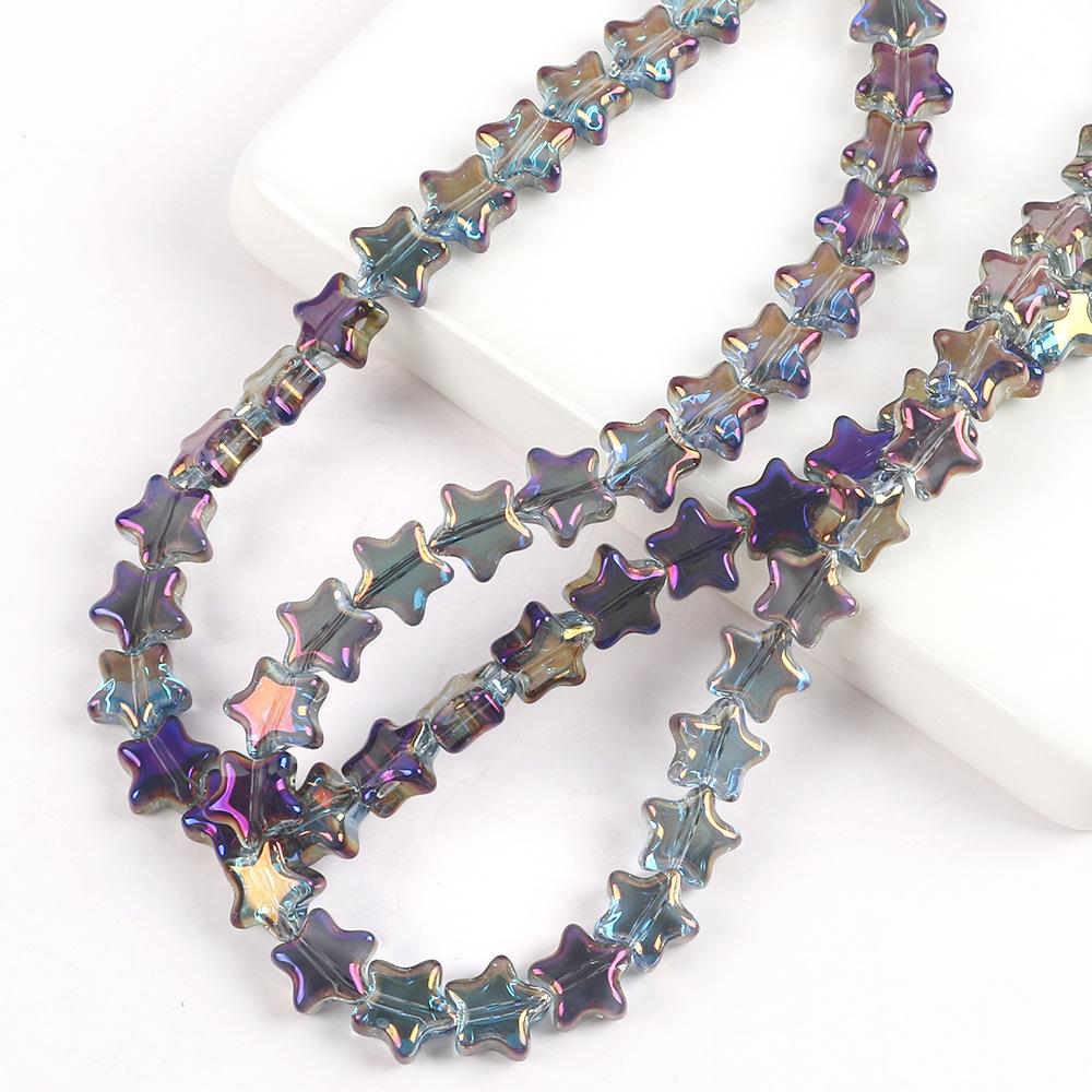 8/10Mm Color Plated Pentagram Beaded Glass Star Loose Beads Diy Handmade Beaded Necklace Material Jewelry Accessories