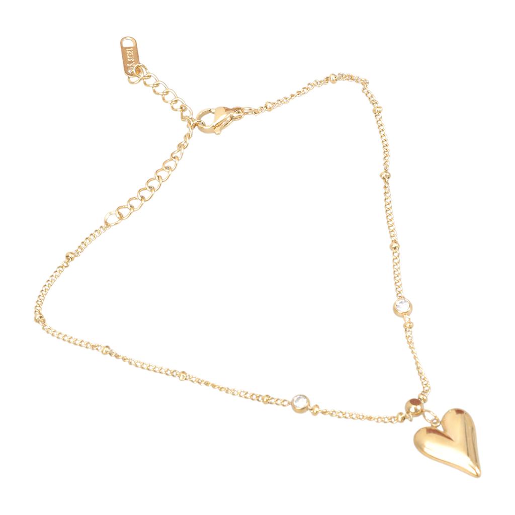 Elegant Gold Ankle Bracelet Featuring Heart Crystal Stylish Foot Chain For Fashionable Women Seeking Stylish Accessories