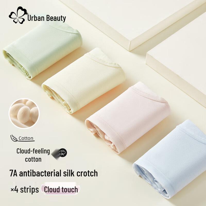 

Urban Beauty Women s Pure Cotton Mid-Waist Silk Crotch Underwear 4-Pack L