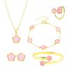 Elegant 5-Piece Flower Jewelry Set: Necklace, Bracelet, Earrings, and Ring.