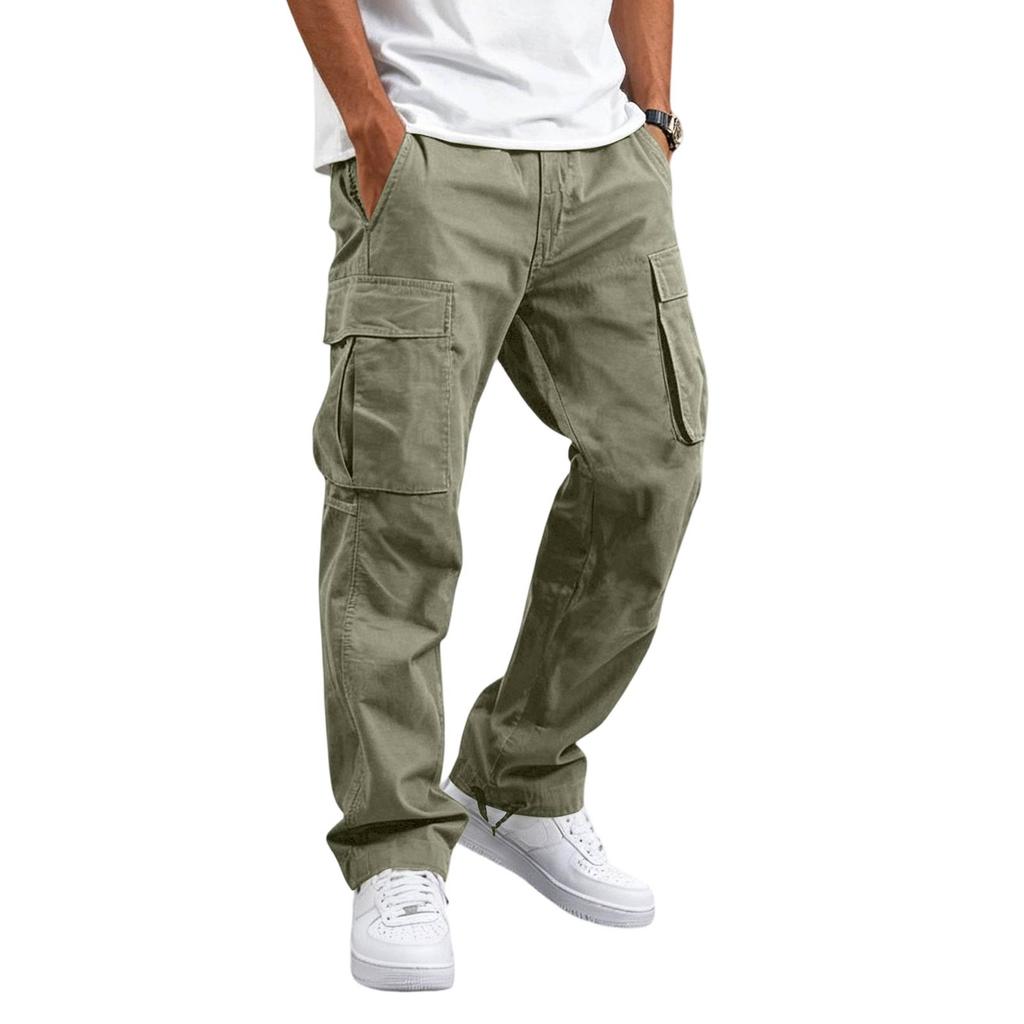 Men's Casual Cargo Pants Loose Fit Straight Leg Multi-Pocket