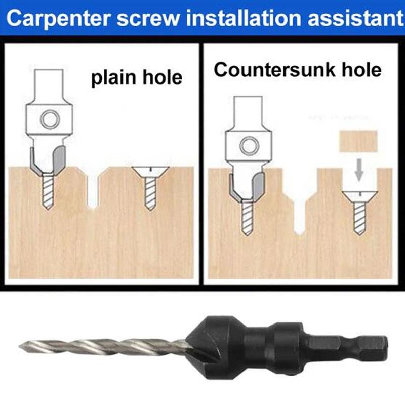 4pcs HSS 4241 Carpentry Countersink Drill Bit Set Quick Change Hex Shank Screw #6 #10 #13 #16+1pc Wrench
