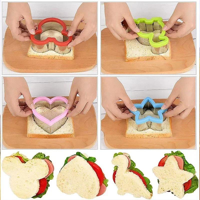 Sandwich Cutters For Children Kids Heart Star Mickey Bread Toast Lunch Bento Box Food Cookie Sandwich Makers Molds Kitchen Tools
