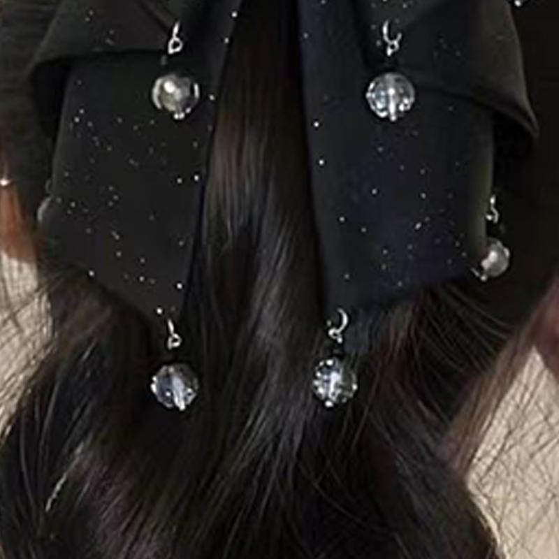 Multi-Layer Bow Bead Ponytail Clip Women French Elegant Hair Clips Hair Accessories