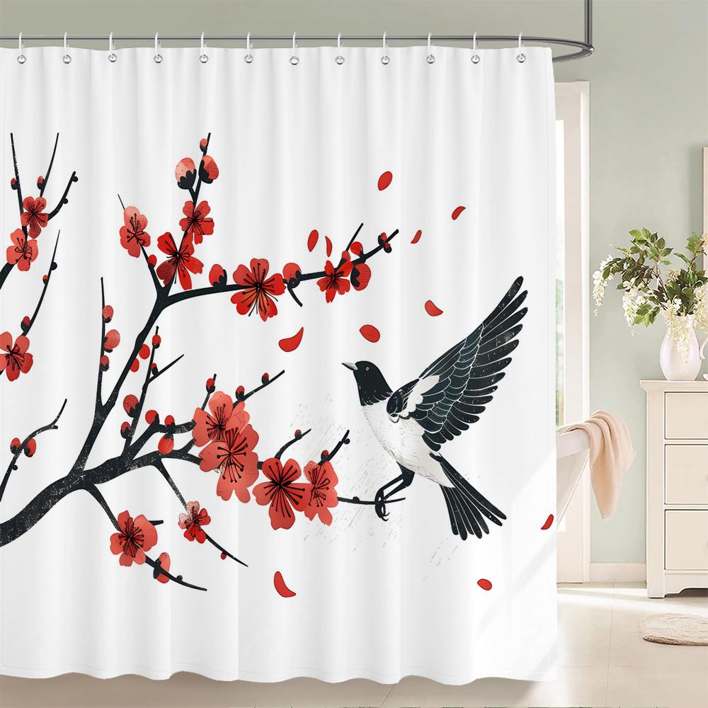 Shower Curtain Ink Painting Plant Flower Landscape 3D Printing Bathroom Curtain Polyester Waterproof Home Decor Curtain 180X180