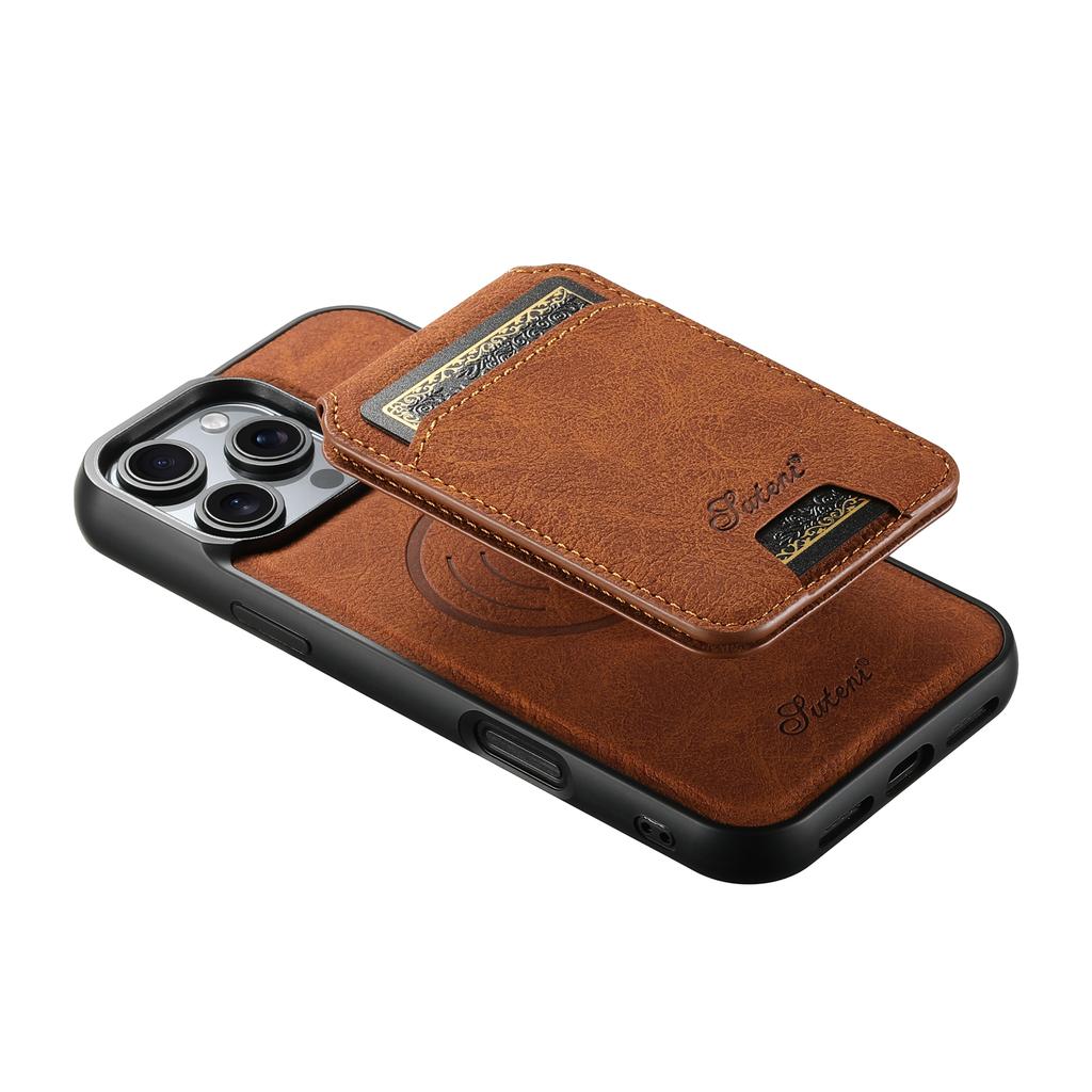SUTENI H16 For iPhone 16 Pro Max Magnetic Case Kickstand Phone Cover Detachable Card Holder
