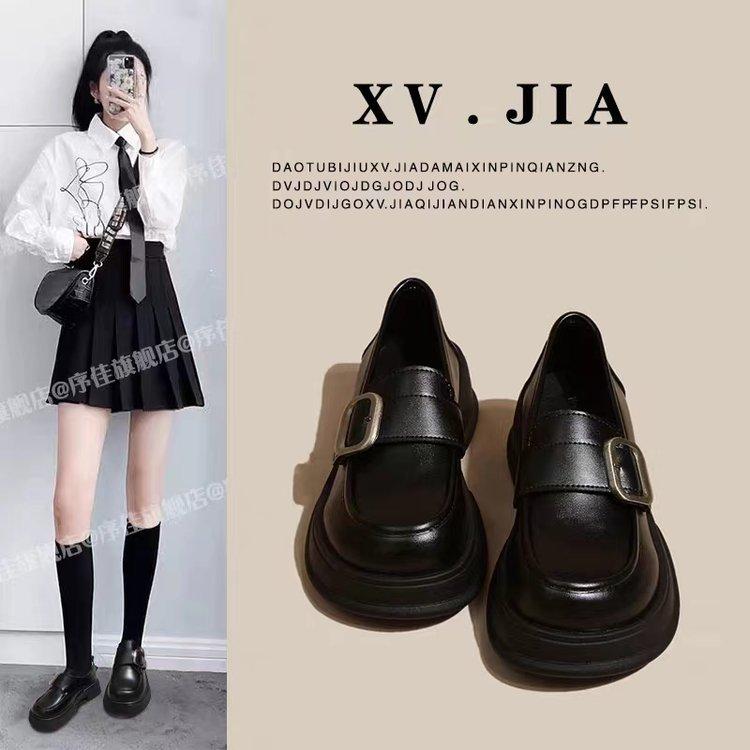 Platform British retro round head spring new Mary Jane leather shoes Maillard single shoes