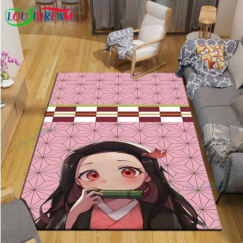 Fashion Hot Cartoon K-Kamado Nezuko Printed Carpets Living Room Anti-Skid Area Rug Kids Bedroom Mats Yoga Mat Large Carpet Decor