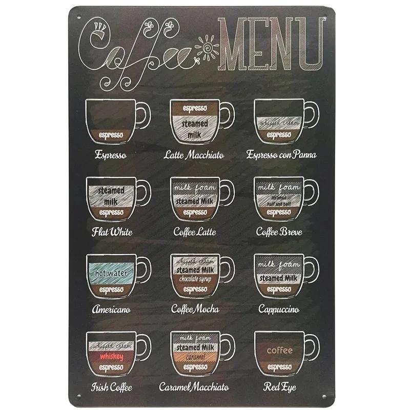 Vintage Metal Tin Signs Wall Decor Plaque Retro CafeArt Posters Kitchen Bar Pub Club Coffee Shop Plate Room Decoration