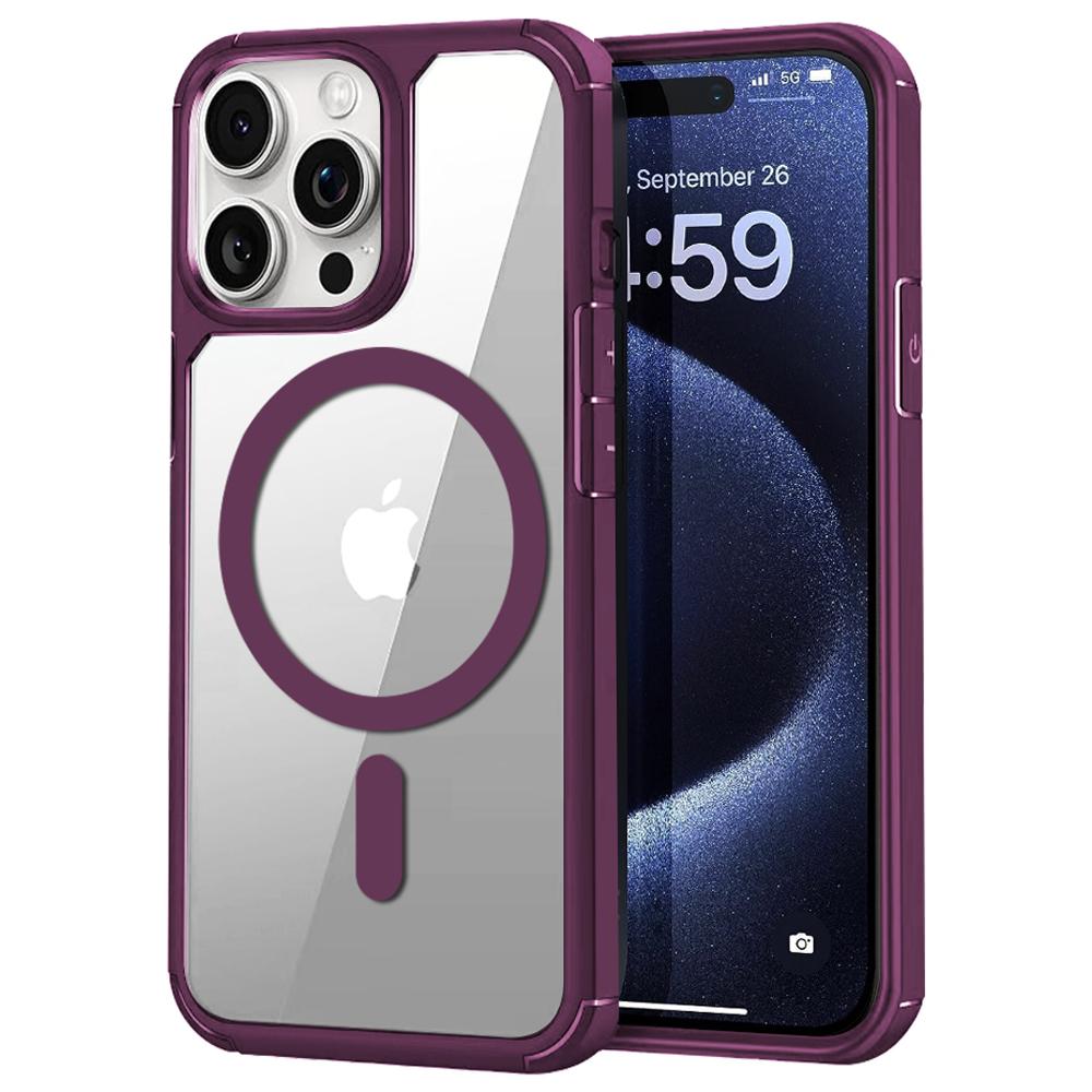 For iPhone 14 Pro Magnetic Case TPU + Acrylic Phone Back Cover Compatible with MagSafe