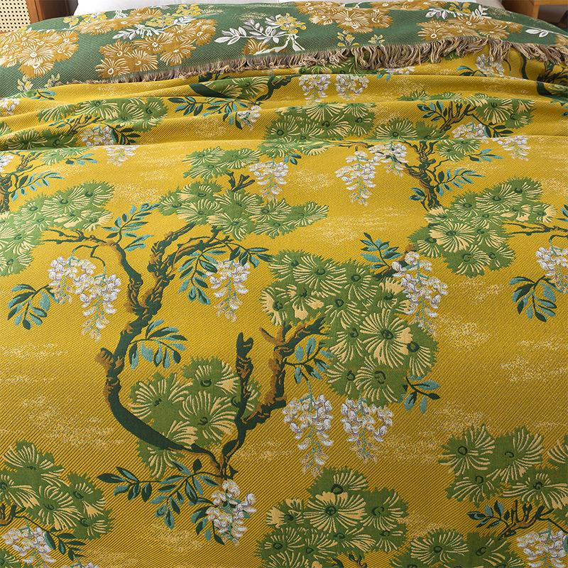 Jungle Pattern Cotton Gauze Double-sided Throw Blanket Towel Quilt Four Seasons Cover Blanket Sofa Towel Adult Lunch Break Nap Blanket