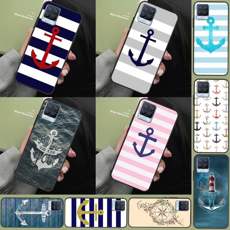 Stripes Anchor Boat Ship For Realme C67 C61 C75 C55 C53 C51 C21Y C25S GT 6 6T 5 GT7 Pro 10 11 12 13 14 Pro Plus Case