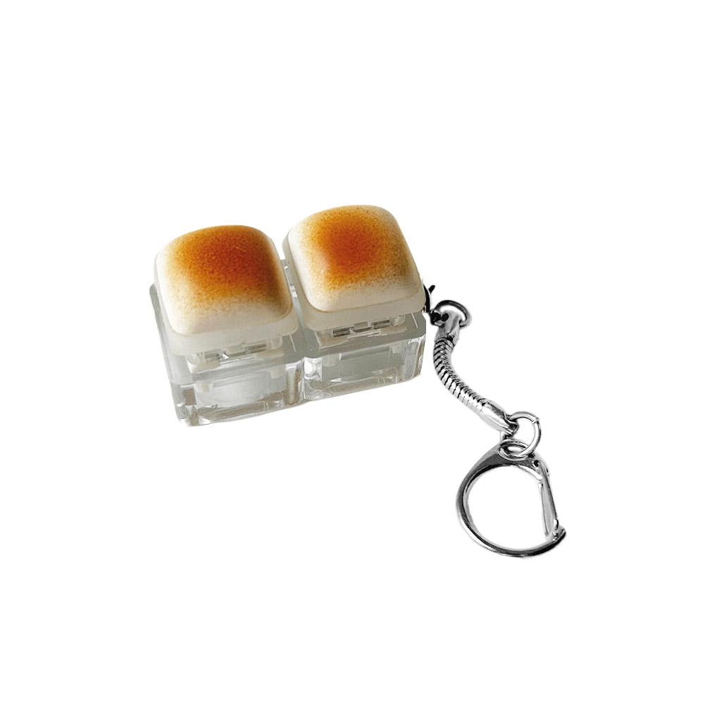 Bread Keycap Stress Relief Clicker Keychain Mini Mechanical Keyboard Button Keyring Pendant Decompress Fingertip Keyring