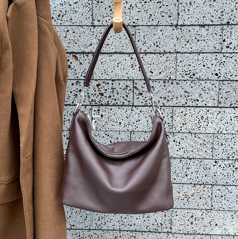 Women's Genuine Leather Tote Bag | Large Capacity Pull-Up Leather Hobo Shoulder Bag | Vintage Chic Crossbody for Work & Commute