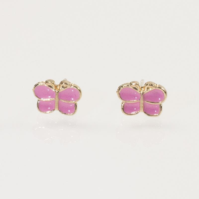 S925 Silver Needle Small Fresh Fun Cartoon Temperament Women's Small Stud Earrings Painting Oil Simple Bow Girl Earrings
